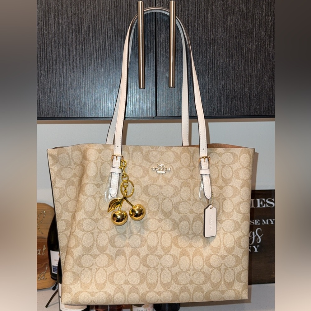 Mollie Tote in signature canvas with Cherry charm 🍒 - Picture 3 of 14